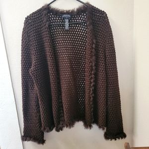 Vintage crocheted faux fur cardigan
